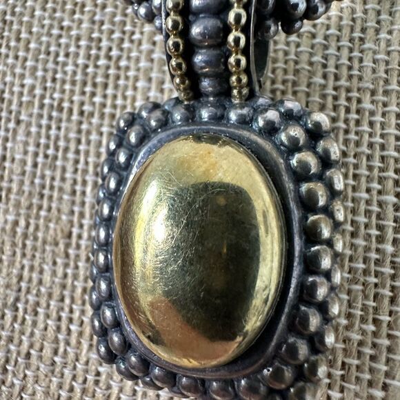 Vintage Lagos Cavier Mix Metal 925 & 18k Bead Chain And Large Pendant - Picture 6 of 11